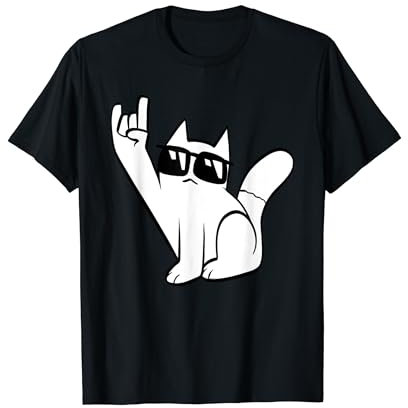 Katze Heavy Rock - Rockige winkende Katze T-Shirt