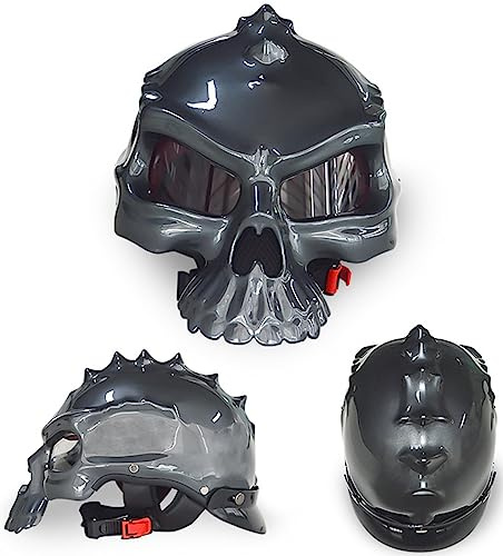 Retro Open-Face Motorradhelme ECE Zertifiziert Motorrad Totenkopf Helm Vintage Motorrad Halbhelm Roller Moped Helm für Herren und Damen