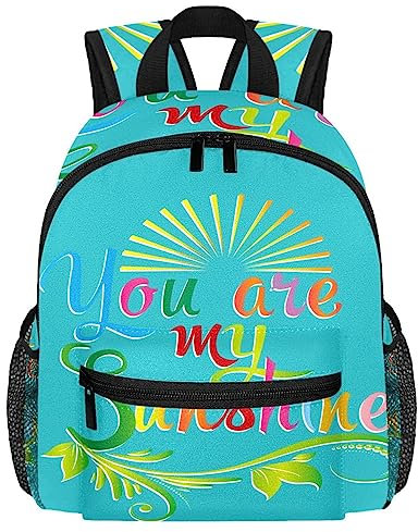 DJROW Kinder-Reiserucksack mit Aufschrift You Are My Sunshine, Schultasche, Kindergarten, Kleinkinder, Vorschule, Kindergarten, Snack, mehrfarbig, 10x4x12 in