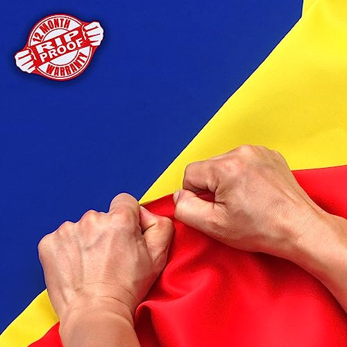 Anley Bandiera Romania a Doppia Faccia 3 Strati Antistrappo 3x5 Piedi - Colori Vivaci, Testata in Tela e Resistente Alle Pieghe - La Bandiera Rumena Più Forte e Duratura 3 X 5 Piedi