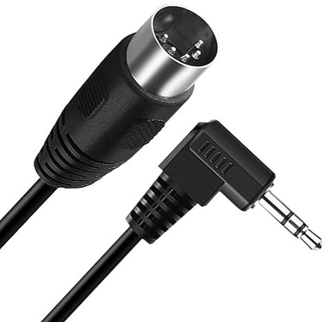 Disscool MIDI Din 5 Pin Male to 90 Degree 3.5mm 1/8'' Male TRS Stereo Jack Audio Cable, 5 Pin DIN Cable for Speaker, Amplifier, Mixe, MIDI Keyboard(0.5M/1.7FT)