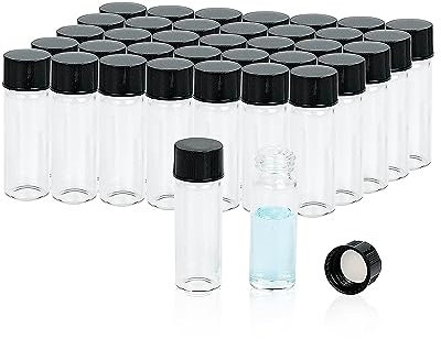 ALWSCI 100 Stück Probenflaschen 4mL Glasfläschchen Schraubverschluss 13-425 Schwarzer Geschlossener PP-Deckel, PE-Innenbehälter Probenbehälter Laborflasche 15x45 mm
