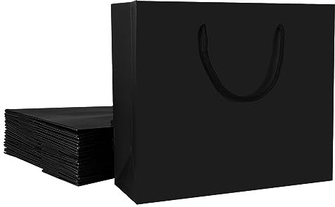 ASelected 12 schwarze Geschenktüten, 45 x 13 x 33 cm, große Geschenktüten, können wiederverwendet werden, für Geburtstage, Hochzeiten, Shopping, Partys, schwarz