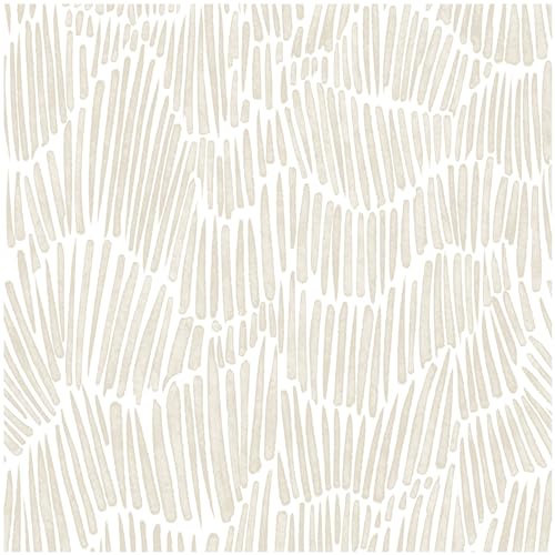 Theper Beige Wallpaper 17.3×393 Modern Striped Wallpapers Peel and Stick Wallpaper Vinyl Boho Removable Self Adhesive Wallpaper for Bedroom Waterproof Wall Paper White and Gold Contact Paper