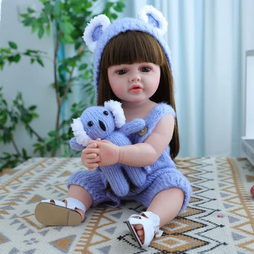 RUNGQIANY Realistico Vinile Silicone Morbido 22 Zoll 55 cm Reborn Baby Dolls Full Body Silicone Reborn Baby MäDchen,Jungen Und MäDchen Spielzeug-Geschenk Reborn Dolls Girl
