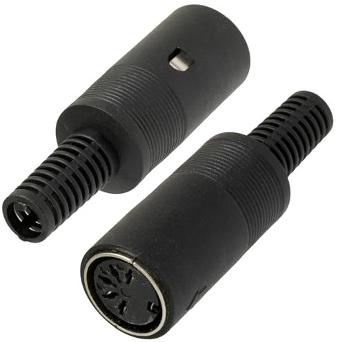 AERZETIX – C69596 - Lot de 2 fiches connecteurs DIN Femelle 5 Voies 180° - à souder - pour Enceintes Haut-parleurs - Couleur Noir