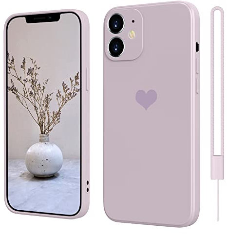 SupVict iPhone 12 Mini Case Heart Design, Phone Case iPhone 12 Mini Ultra Thin with Microfibre Lining, Scratch-Resistant All-Round Protection Case, Shockproof Case for iPhone 12 Mini Light Purple