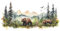 Stickers Muraux Animaux Ours Brun forêt de Rêve, Autocollants Muraux Mural Stickers pour Chambre D'enfant Chambre D'enfant Décoration Murale
