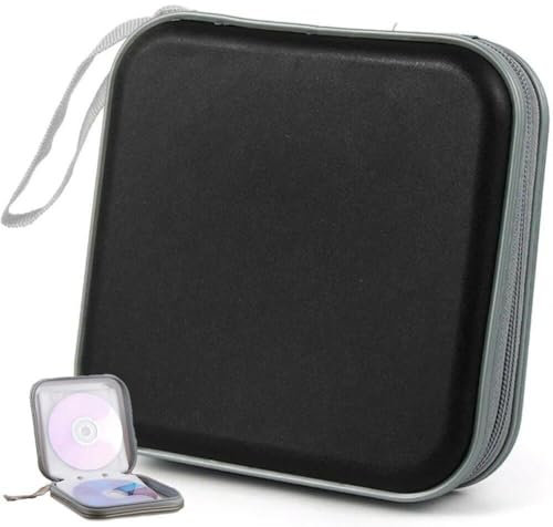 CD Case, 40 Discs Capacity Portable Double-side CD DVD Storage Sleeve Case Organizer Disc Organizer with Hand Strap Zipper Album Bag