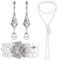 Weiß Perlen Schmuckset Damen Braut Hochzeitsschmuck Braut 3 Stück Kunstperlen Halskette Ohrringe Armband Set 1920er Jahre Mädchen Vintage Modeschmuck für 20er 30er Jahre Party