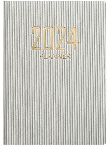 tulkdexi Taschenkalender 2024 A7 Englisch Planer, Kunstleder Hardcover 180 Seiten Tintenfestes Papier Mini Journal Molkerei Pocket Notizbuch Studentenbedarf Beige