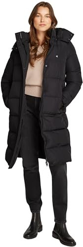 Calvin Klein Damen Mantel Long Puffer mit Kapuze, Schwarz (Ck Black), XS
