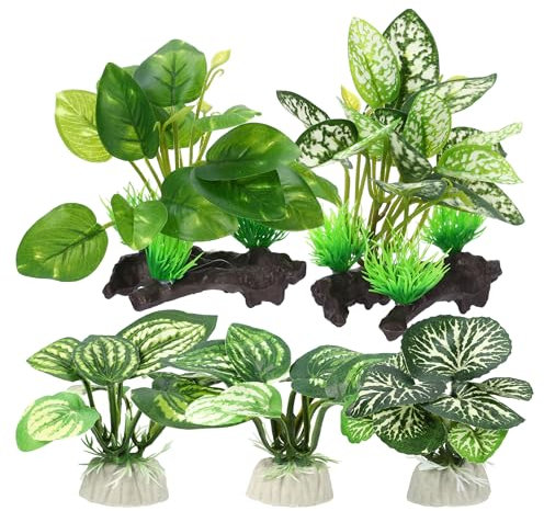 CAPASTEC Piante in plastica per acquario, piante di seta betta legni, piante di seta per acquario, piante da acquario in seta per pesci Betta (verde, 5 pezzi)