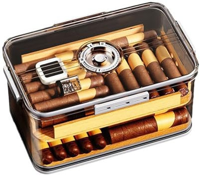 YXH-LPMM Zigarrenkiste 90 großes Fassungsvermögen, versiegelt, feuchtigkeitsspendende Box, transparente Zigarrenkiste aus Zedernholz, tragbares Set, feuchtigkeitsspendender Schrank