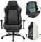 WOLTU Gaming Stuhl, Bürostuhl ergonomisch, mit Langlebiger integrierter Schwamm, adaptiver Lendenwirbelstütze, Fußstütze Armlehnen, 200 kg belastbar, Vintage-Kunstleder Metallrahmen, Anthrazit