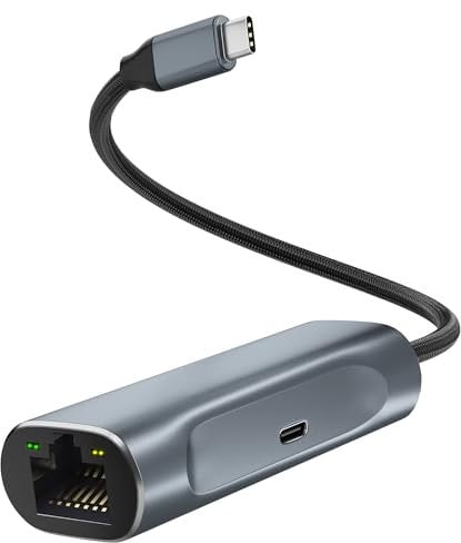 USB C to Ethernet Adapter with 100W Charging Port, Aibilangose 1Gbps Ethernet to USB C Adapter for Chromecast with Google TV, Type-C Gigabit Ethernet LAN Network Adapter with Power Delivery