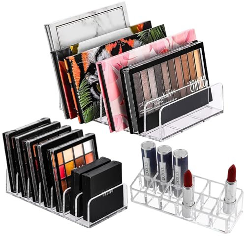 Organizadores de Sombra de Ojos, Organizador de Pintalabios, Caja para Maquillaje Organizador, 3PCS Transparente Organizador de Paleta Organizador de Cosméticos Almacenamiento para Maquillaje