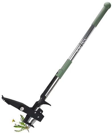 Estirpatore Erbacce da Giardino, 100 cm Manico Lungo Sarchiatore per Erbacce con 4 Artigli in Acciaio Inox e Pedale, Strumento Diserbatrice Manuale Prato,Senza Piegare, Tirare O Inginocchiare