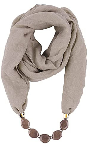 Luckywaqng Frauen-Baumwollleinen-Halsketten-Anhänger-Schal-Ethno-Art-weicher Halsketten-Schal Mütze Und Schal Mädchen (Coffee, One Size)