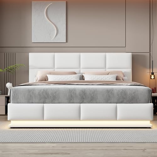 Dolamaní Doppelbett 180x200 cm, Polsterbett mit Stauraum Bettkasten, Hydraulisch Bett mit Lattenrost, für Erwachsenen Jugendbett (Weiß)