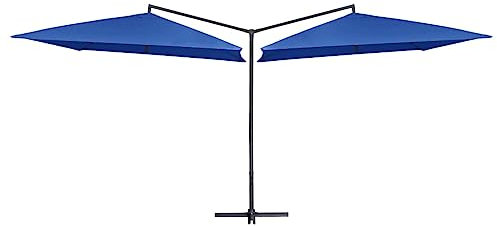AUUIJKJF Home Items, Doppel-Sonnenschirm mit Stahlstange, 250 x 250 cm, Azurblau, Anzugmöbel