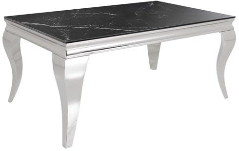 Riess Ambiente Design Couchtisch MODERN BAROCK 100cm schwarz Chrom Keramik-Optik Edelstahl
