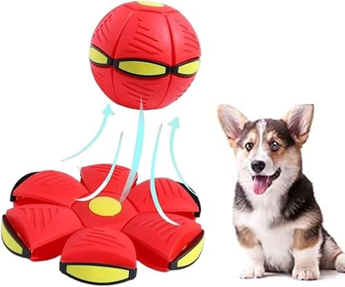 ZHHSUNY Mise à niveau avec éclairage pour animal de compagnie, soucoupe volante, balle soucoupe volante, jouet pour chien, chat et maître (rouge)