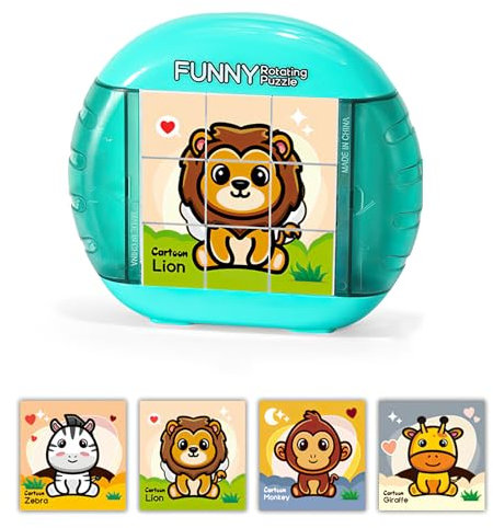 3D Puzzle Geduldspiele für Kinder Einhorn Puzzle ab 3-6 Jahre 4 Puzzles in 1 Einhorn Spielzeug 1 Stück Tiere 9-Gitter Rotating Puzzle Geschenke für Jungen und Mädchen (9 Grids Tierwelt)