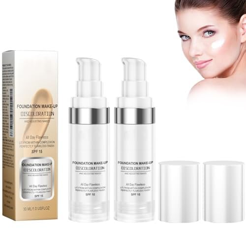 Farbwechselnde Foundation, Einwandfrei Concealer Foundation Make Up, Color Changing Foundation, Farbwechselnde Foundation für Reife Haut, Makellose Farbwechsel-Grundierung, leicht, langlebig (2 PCS)