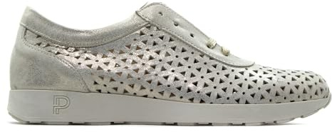 PITILLOS - Zapato Deportivo Casual,Sneakers con Cordones,Zapatillas de Rejilla,Piel,caladas, para: Mujer Color: Oro Talla:38