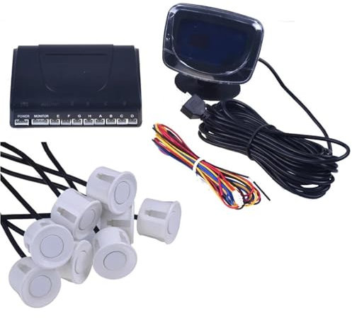Sensor De Aparcamiento 1 Juego Sensor Estacionamiento Automóvil con Pantalla 4 Sensores para Todos Los Automóviles Monitor Radar Respaldo Kit De Sensor De Aparcamiento(8 White)