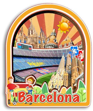 Quwsne Imán para nevera Barcelona, España, imán para nevera, recuerdos de viaje de ciudad, regalos turísticos, monumentos clásicos 3D, hechos a mano, decoración del hogar -3527