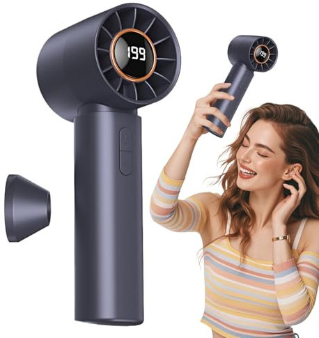 Travel Fan,Personal Handheld Bladeless Fan with Air Turbo Tech | Powerful High-Speed Motor, Type-C Rechargeable Cool Gadgets for Home, Outdoor Activities