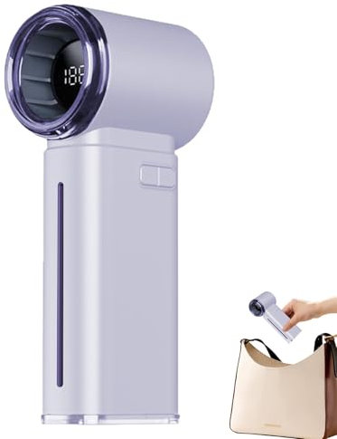 Ungtyb Portátil Handheld Turbo Fan, Adjustable Rechargeable Small Personal Cooling Tool with Digital Display, Compact Travel Gadget for Outdoor Camping, Hiking, Offices Use, 1 Set