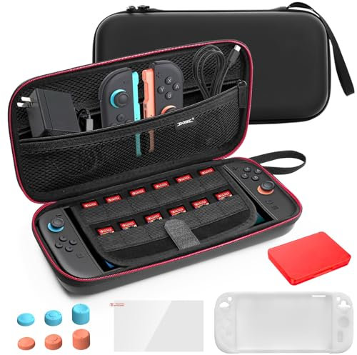 Sehawei Borsa per Console Custodia per N-Switch 2 2025 con 12 Slot per Schede di Gioco, 10 in 1 Custodia Protettiva Dura da Viaggio Portatile Adatta per Console Switch 2 e Accessori -Nero