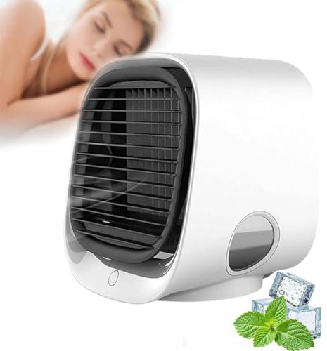 AiraBreeze Luftkühler Tragbarer Kühlventilator, Vital Breeze Ac, AiraBreeze Tragbare Klimaanlage, Tischventilator mit Wasserkühlung, 3 Gang klein persönlicher Luftkühler für Schlafzimmer, Büro (Weiß)