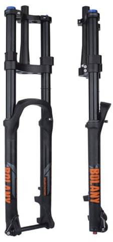 QHYRZE 26 27.5 29 VTT Fourche À Suspension Conique Double Épaule Descente VTT Air Fourche Voyage 160mm Rebond Réglable DH/XC Axe Traversant 15 * 110mm(Black,29'')