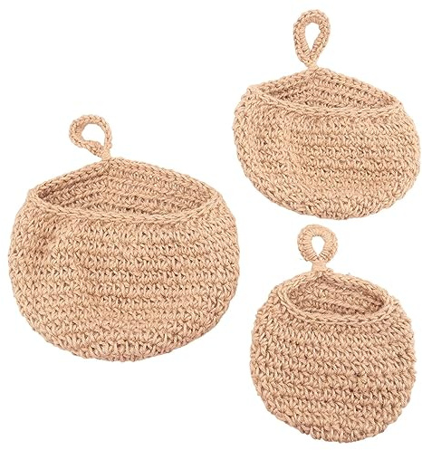 Asyduey Hanging Fruit Basket forKitchen, Hanging Wall Fruit Vegetable Baskets, Handwoven Decorative Hanging Kitchen Baskets