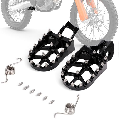 Repose Pieds Moto Large Cale Pied Moto CNC pour SX EXC XC TC TX FS MC EC EX 85 125 250 250F 300 350 350F 450 450F (Noir)