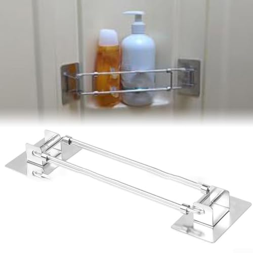Lot de 2 tringles de rangement d'angle de douche rétractables en métal pour suspendre serviettes et accessoires de bain avec longueur réglable pour une utilisation optimale de l'espace (1 pièce)
