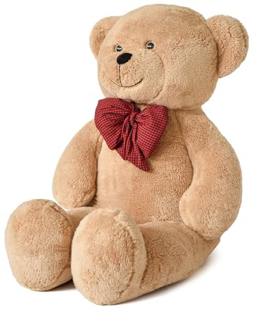 Pababo XXL Teddybär 100 cm – Großes Plüschtier Kuscheltier weich mit Schleife Geburtstag & Valentinstag (Steingrau)