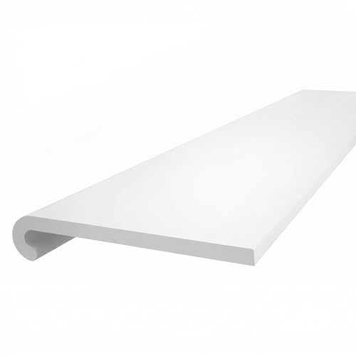 210mm x 1.5m White uPVC Bullnose Window Sill Cover + End Caps – 1 Pack