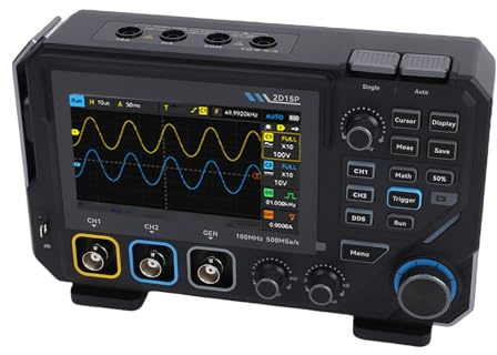 Osciloscopio Digital 100 MHz 3 en 1 con Multímetro y Generador DDS | Doble canal, 500 MSa/s, pantalla táctil IPS de 4,3 pulgadas y generador DDS de 10 MHz para análisis y diagnóstico.