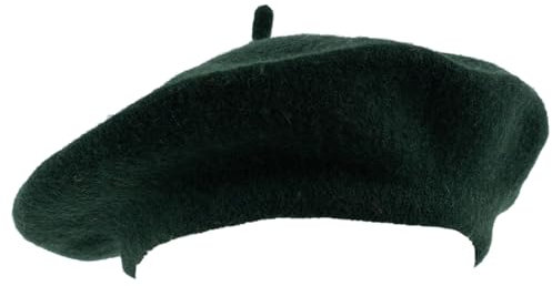 Hat To Socks Einfarbige Baskenmütze aus Wollgemisch für Damen und Herren (Grün)