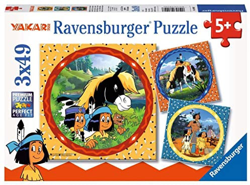 Ravensburger Kinderpuzzle - 08000 Yakari, der tapfere Indianer - Yakari-Puzzle für Kinder ab 5 Jahren, mit 3x49 Teilen