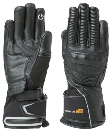 30seven Beheizte Motorradhandschuhe, elektronische Heizhandschuhe zum Motorradfahren, wasserfeste & Winddichte Outdoor-Bekleidung, für Damen & Herren, schwarz in 7-XS - 12-2XL