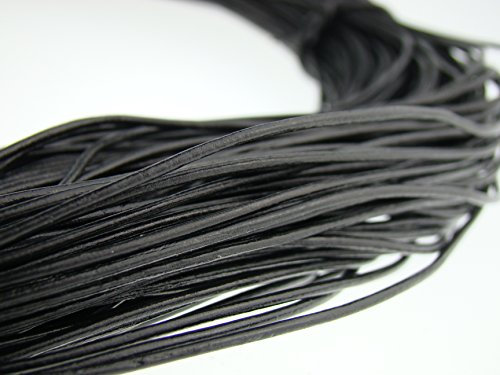 esnado Cordon en Cuir Rond - 1,5 mm - Noir - 5 mètres - Cuir véritable - Tannage végétal - Idéal pour la Fabrication de Bijoux et de Bracelets, Les travaux manuels ou la décoration, Les médiévaux