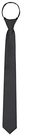 WANYING Herren 6cm Schmalen Krawatte Vorgebunden mit Reißverschluss Casual Business Länge 48cm - Schwarz