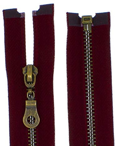 zipworld Reißverschluss Metall Brüniert teilbar 5mm MB weinrot - 181 (30cm)