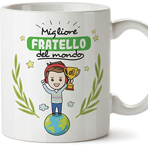 MUGFFINS Fratello Tazza/Mug - Migliore Fratello del Mondo - Idea Regalo Originale di Compleanno - Tazza Miglior Fratello in Ceramica. 350 ml